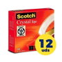 Scotch Cinta Adhesiva Supertransparente Crystal 600, 19mm x 33m (Set de 12)
